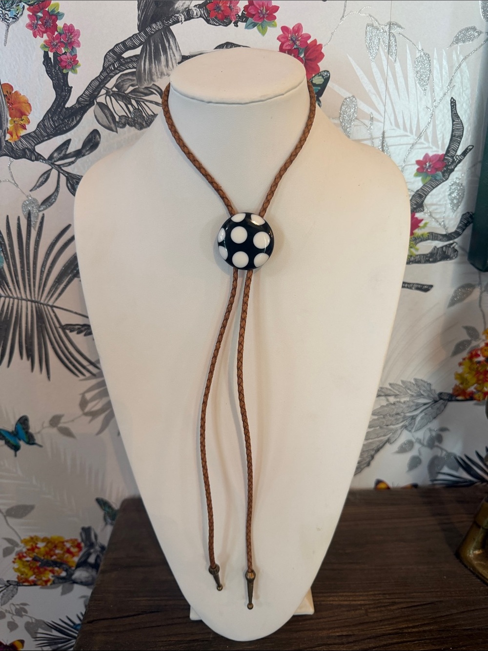 Audrey Limoges Collection Polka Dot Slide Bolo Tie